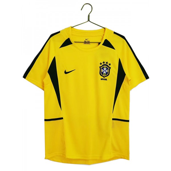 Brazil home retro soccer jersey maillot match men's 1st sportwear football shirt 2002